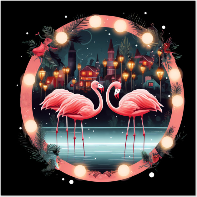 Flamingo Flock Sunset, Love Flamingos Wall Art by logiamerch