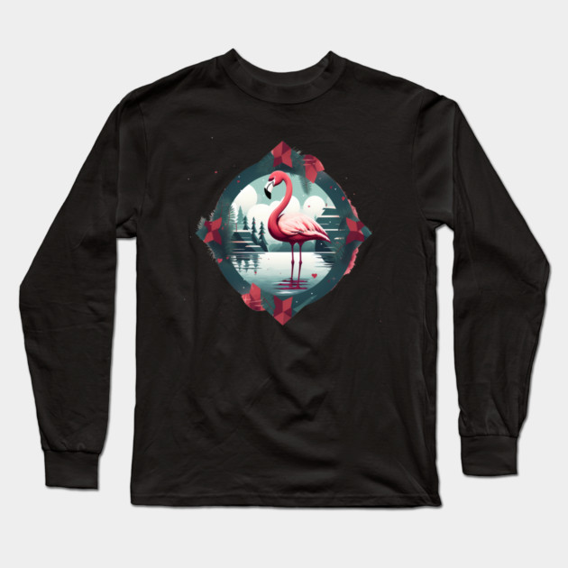 Flamingo Flock Sunset, Love Flamingos Long Sleeve T-Shirt by logiamerch