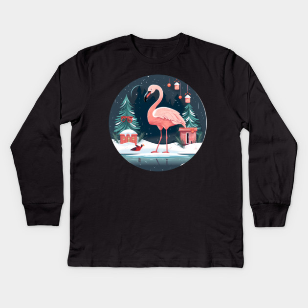 Flamingo Flock Sunset, Love Flamingos Kids Long Sleeve T-Shirt by logiamerch