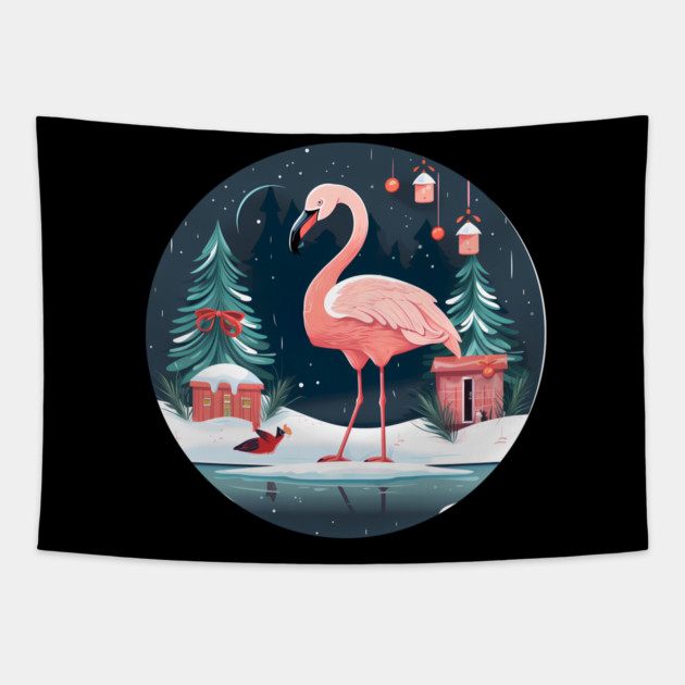 Flamingo Flock Sunset, Love Flamingos Tapestry by logiamerch