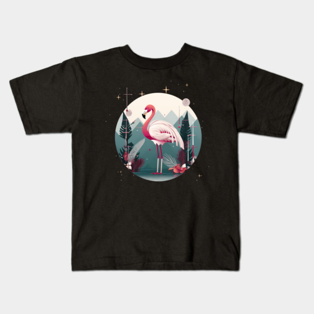 Flamingo Flock Sunset, Love Flamingos Kids T-Shirt by logiamerch