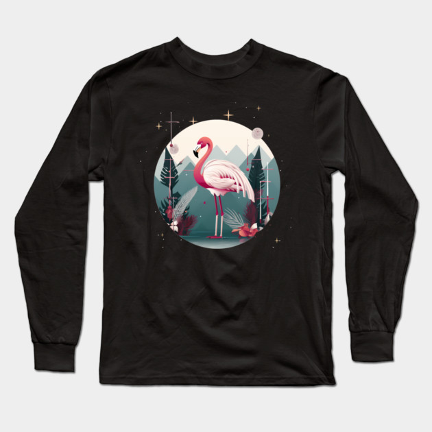 Flamingo Flock Sunset, Love Flamingos Long Sleeve T-Shirt by logiamerch