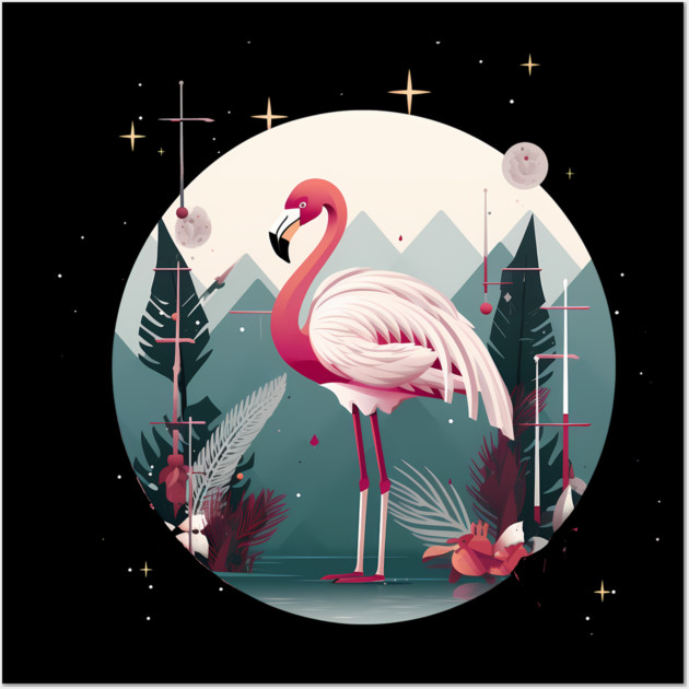 Flamingo Flock Sunset, Love Flamingos Wall Art by logiamerch