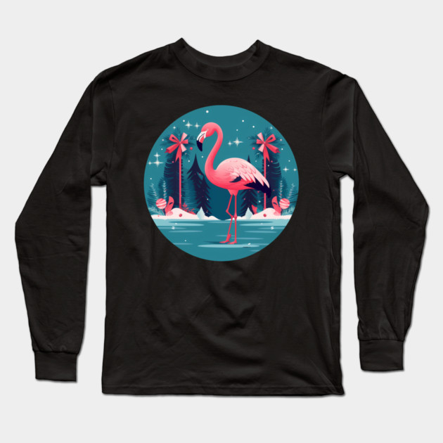 Flamingo Flock Sunset, Love Flamingos Long Sleeve T-Shirt by logiamerch