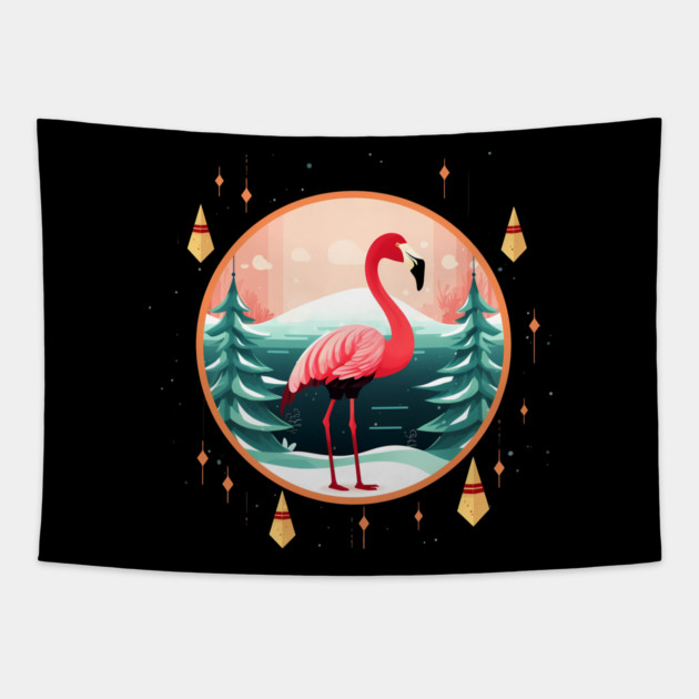 Flamingo Flock Sunset, Love Flamingos Tapestry by logiamerch