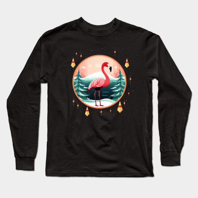 Flamingo Flock Sunset, Love Flamingos Long Sleeve T-Shirt by logiamerch