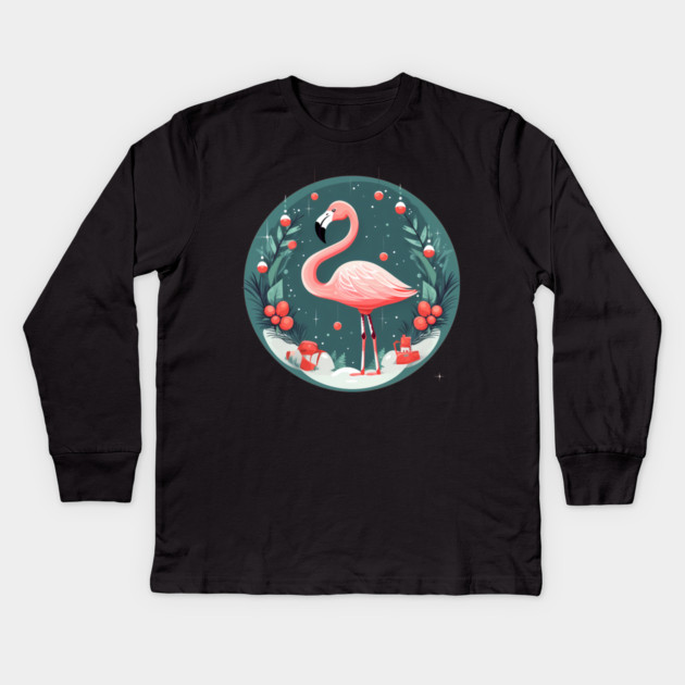 Flamingo Flock Sunset, Love Flamingos Kids Long Sleeve T-Shirt by logiamerch