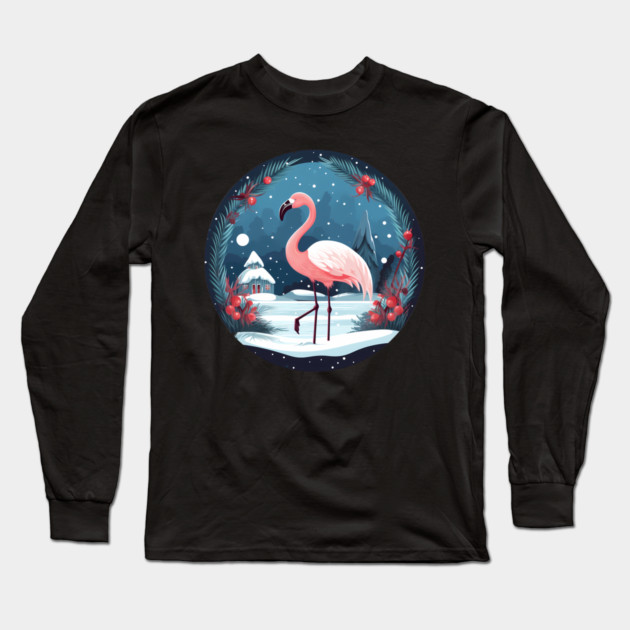 Flamingo Flock Sunset, Love Flamingos Long Sleeve T-Shirt by logiamerch