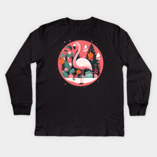 Flamingo Flock Sunset, Love Flamingos Kids Long Sleeve T-Shirt