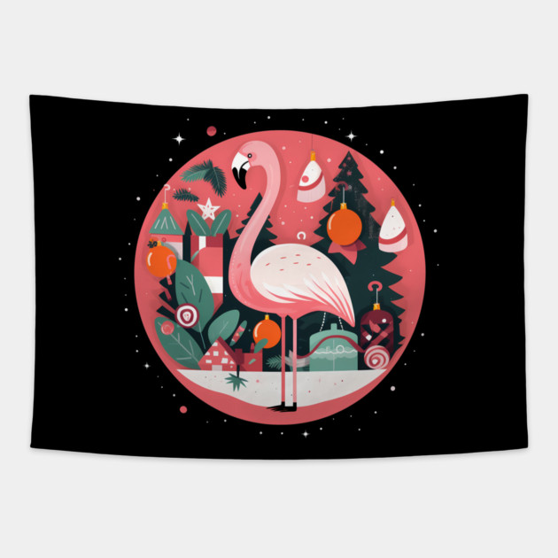 Flamingo Flock Sunset, Love Flamingos Tapestry by logiamerch