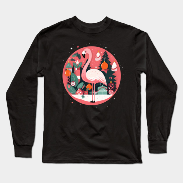 Flamingo Flock Sunset, Love Flamingos Long Sleeve T-Shirt by logiamerch