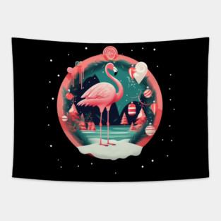 Flamingo Flock Sunset, Love Flamingos Tapestry