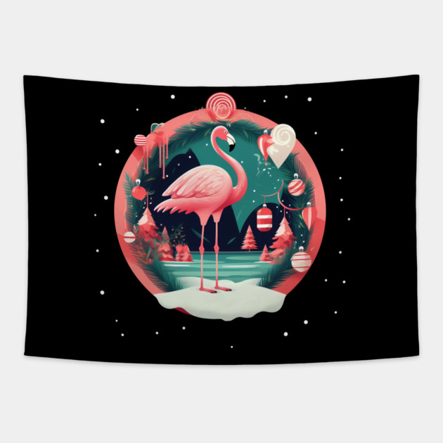 Flamingo Flock Sunset, Love Flamingos Tapestry by logiamerch