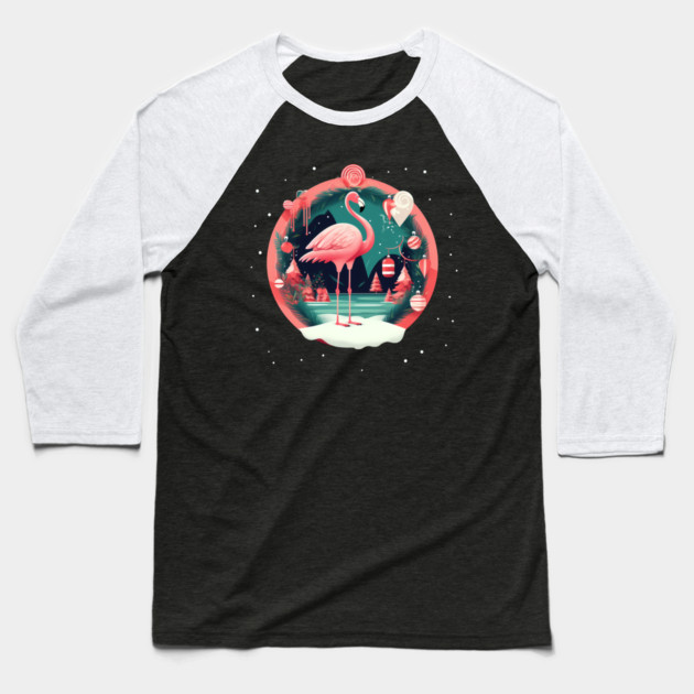 Flamingo Flock Sunset, Love Flamingos Baseball T-Shirt by logiamerch