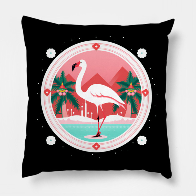 Flamingo Flock Sunset, Love Flamingos Pillow by logiamerch