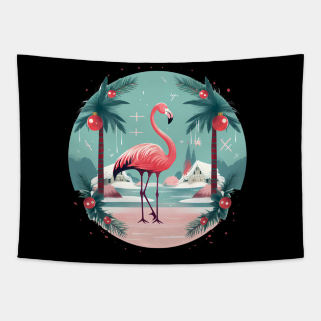 Flamingo Flock Sunset, Love Flamingos Tapestry by logiamerch
