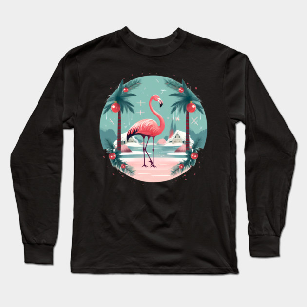 Flamingo Flock Sunset, Love Flamingos Long Sleeve T-Shirt by logiamerch