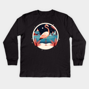 Flamingo Flock Sunset, Love Flamingos Kids Long Sleeve T-Shirt