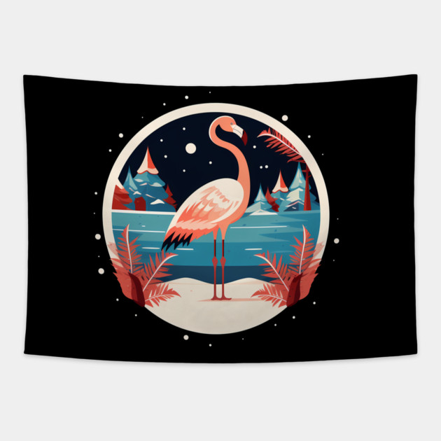 Flamingo Flock Sunset, Love Flamingos Tapestry by logiamerch