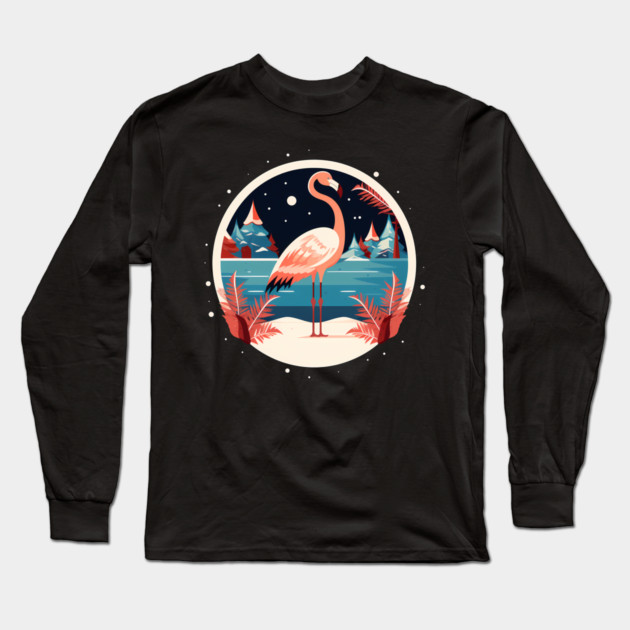 Flamingo Flock Sunset, Love Flamingos Long Sleeve T-Shirt by logiamerch