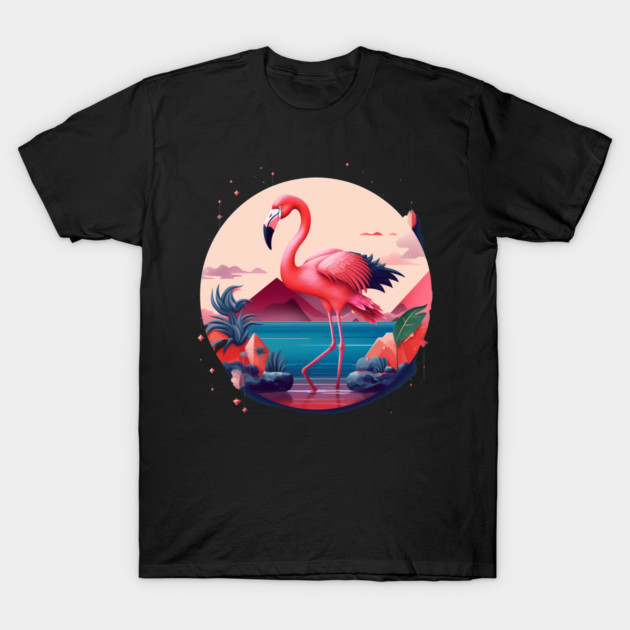 Flamingo Flock Sunset, Love Flamingos T-Shirt by logiamerch