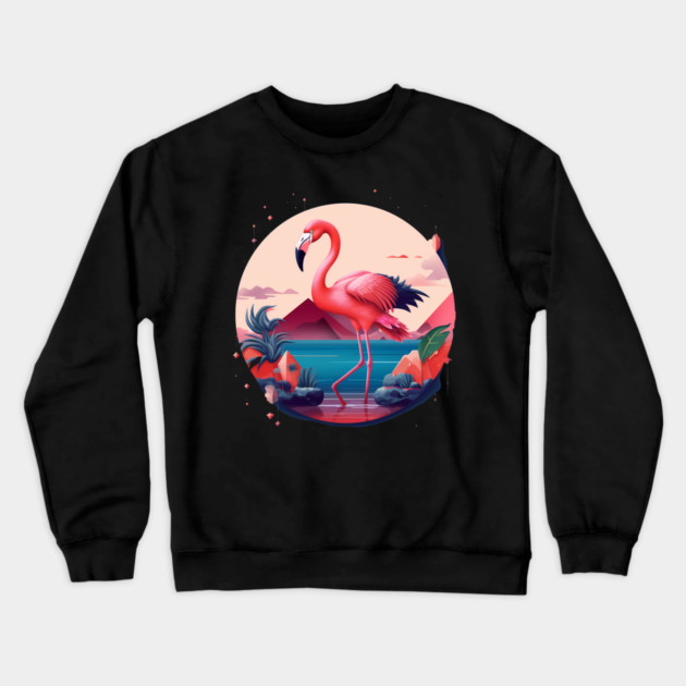 Flamingo Flock Sunset, Love Flamingos Crewneck Sweatshirt by logiamerch