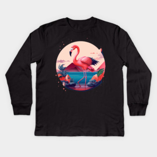Flamingo Flock Sunset, Love Flamingos Kids Long Sleeve T-Shirt