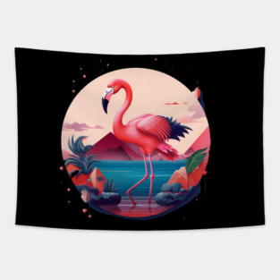 Flamingo Flock Sunset, Love Flamingos Tapestry