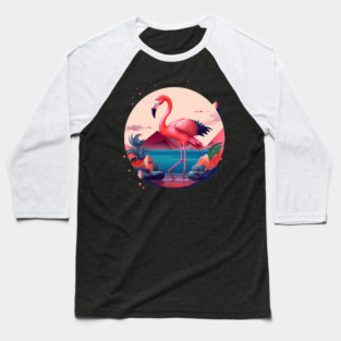 Flamingo Flock Sunset, Love Flamingos Baseball T-Shirt
