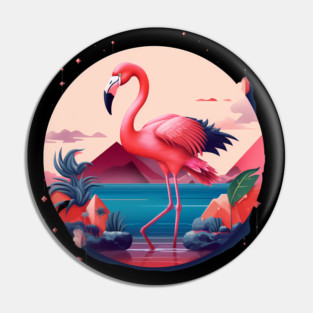 Flamingo Flock Sunset, Love Flamingos Pin