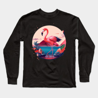 Flamingo Flock Sunset, Love Flamingos Long Sleeve T-Shirt