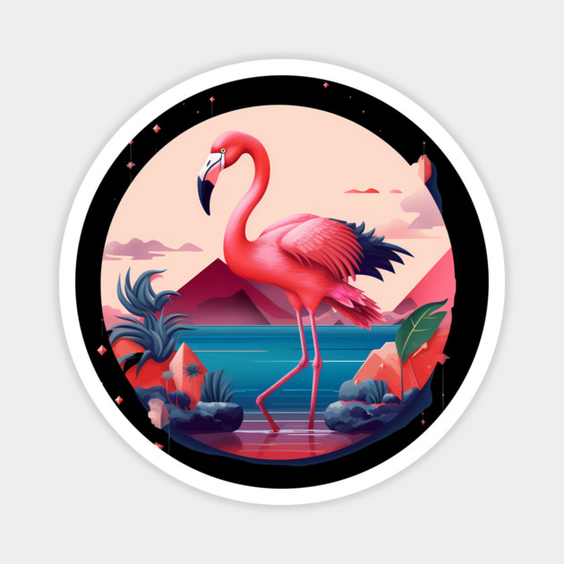Flamingo Flock Sunset, Love Flamingos Magnet by logiamerch