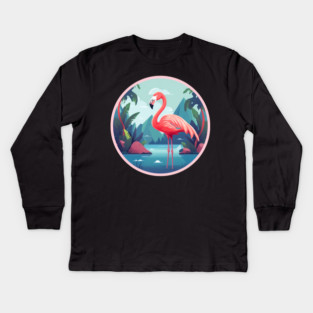 Flamingo Flock Sunset, Love Flamingos Kids Long Sleeve T-Shirt