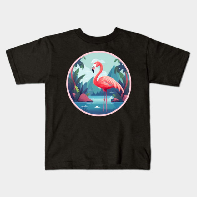 Flamingo Flock Sunset, Love Flamingos Kids T-Shirt by logiamerch