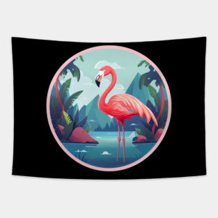Flamingo Flock Sunset, Love Flamingos Tapestry