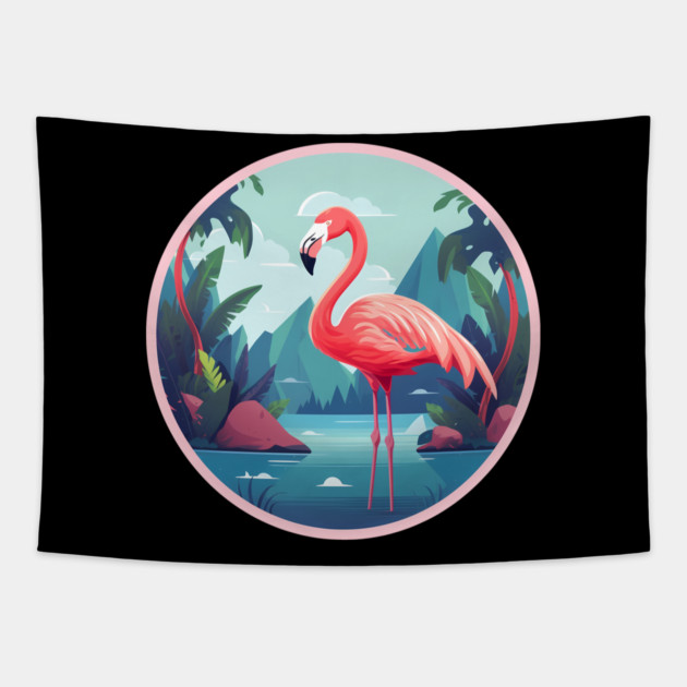 Flamingo Flock Sunset, Love Flamingos Tapestry by logiamerch