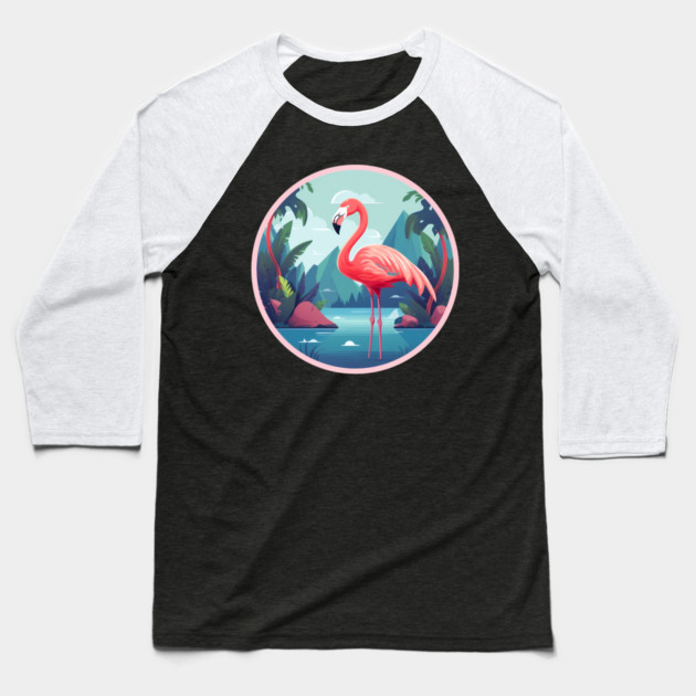 Flamingo Flock Sunset, Love Flamingos Baseball T-Shirt by logiamerch