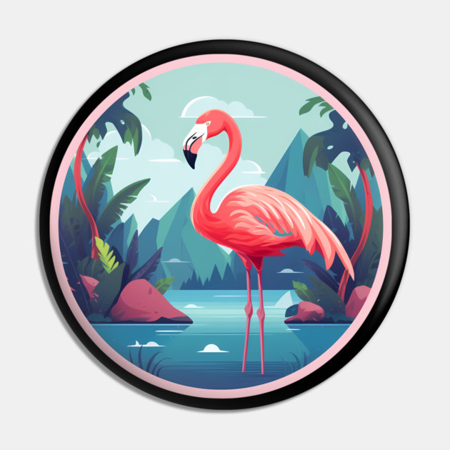 Flamingo Flock Sunset, Love Flamingos Pin by logiamerch