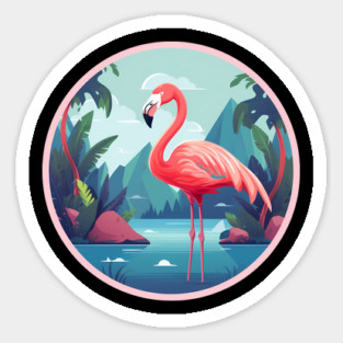 Flamingo Flock Sunset, Love Flamingos Sticker