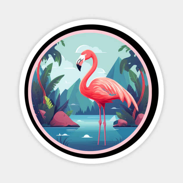 Flamingo Flock Sunset, Love Flamingos Magnet by logiamerch