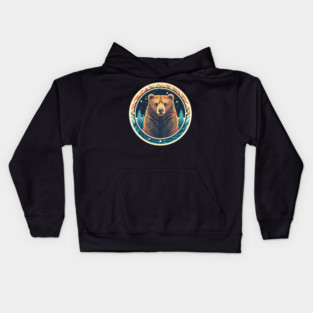 Grizzly Bear in Ornmament , Love Bears Kids Hoodie