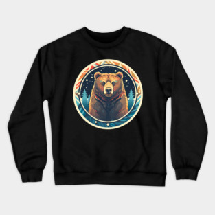 Grizzly Bear in Ornmament , Love Bears Crewneck Sweatshirt