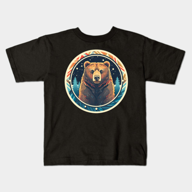 Grizzly Bear in Ornmament , Love Bears Kids T-Shirt by logiamerch