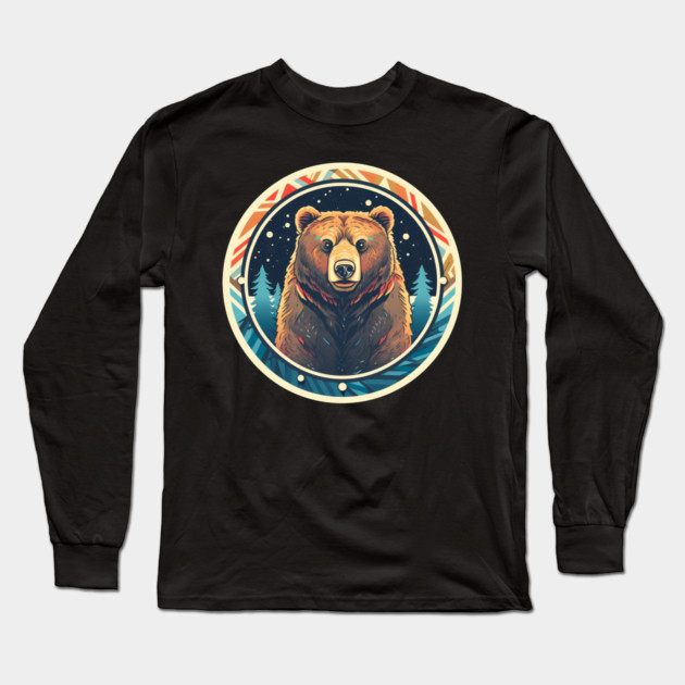 Grizzly Bear in Ornmament , Love Bears Long Sleeve T-Shirt by logiamerch