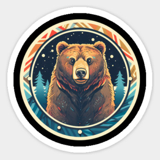 Grizzly Bear in Ornmament , Love Bears Sticker