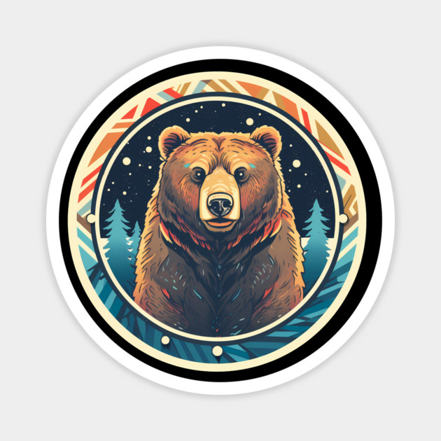 Grizzly Bear in Ornmament , Love Bears Magnet by logiamerch