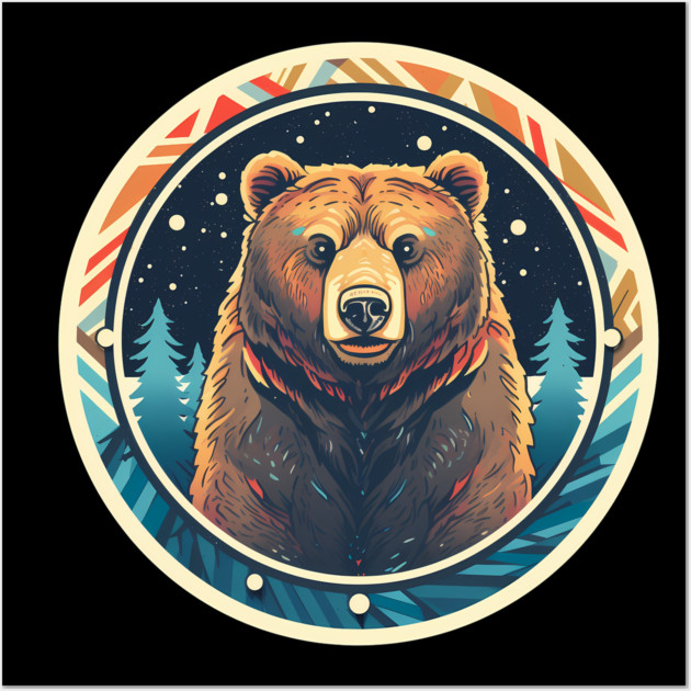 Grizzly Bear in Ornmament , Love Bears Wall Art by logiamerch