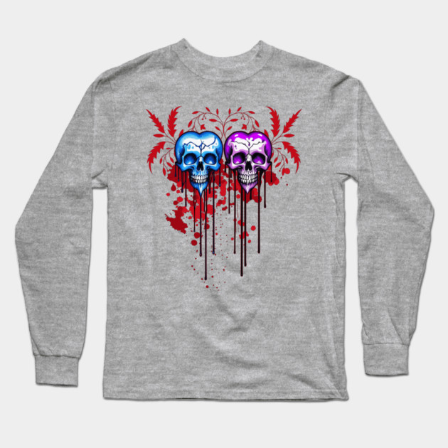 Skull Hearts Long Sleeve T-Shirt by HolidayBug