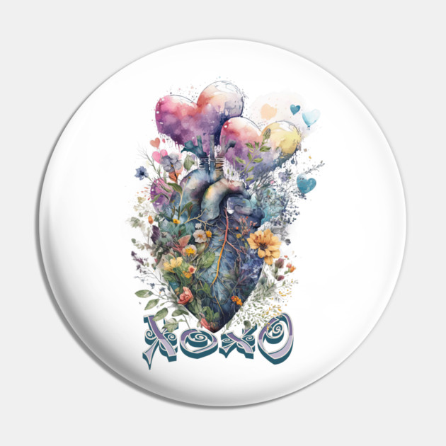 Watercolor Heart Pin by HolidayBug