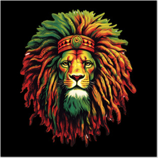 Jamaica Flag with Rasta Color Lion, Jamaican Pride Posters and Art